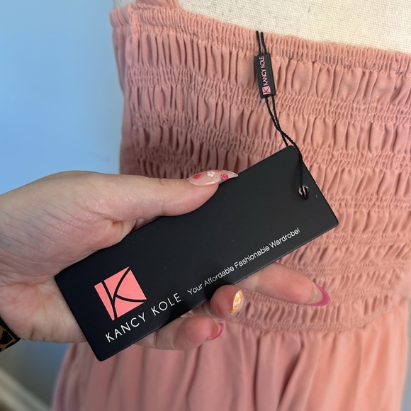 kancy Kole Pink Ruffle Button Milk Maid Summer Dusty Rose Dress NWT - Picture 5 of 7